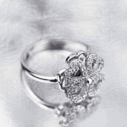 Taşlı Değerli Yonca Anksiyete Yüzük (Ayarlanabilir)