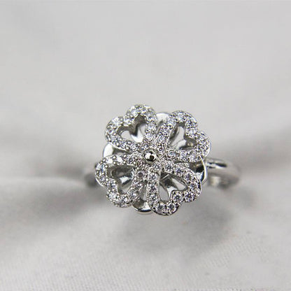 Taşlı Değerli Yonca Anksiyete Yüzük (Ayarlanabilir)