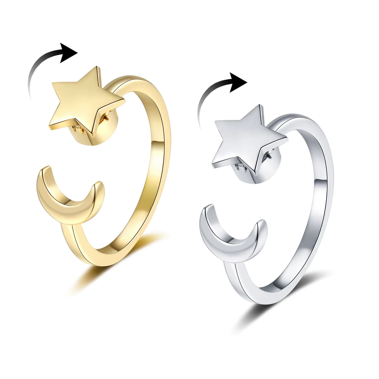 Ay Yıldız Anksiyete Yüzük (Ayarlanabilir)