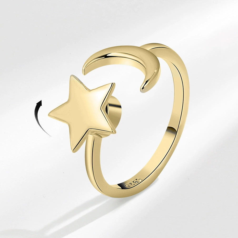 Ay Yıldız Anksiyete Yüzük (Ayarlanabilir)